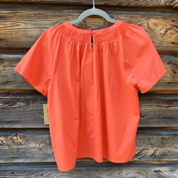 Cremieux Woven Sari Short Sleeve Orange Blouse - Picture 4 of 9